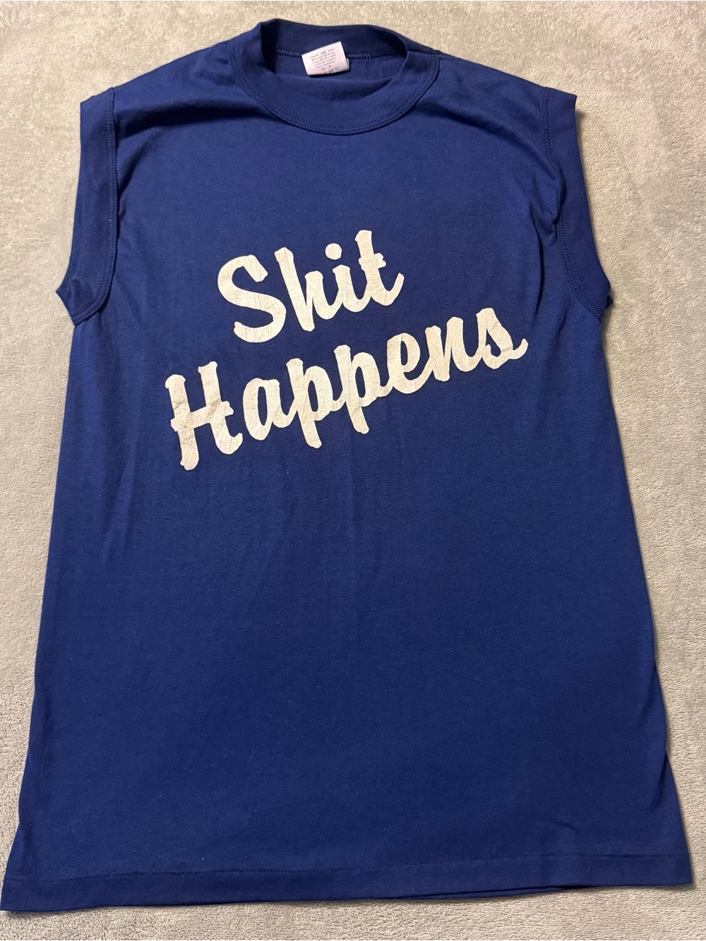 Vintage Sh*t Happens Sleeveless Muscle Shirt Sandbar Bar And Grille Antioch IL L